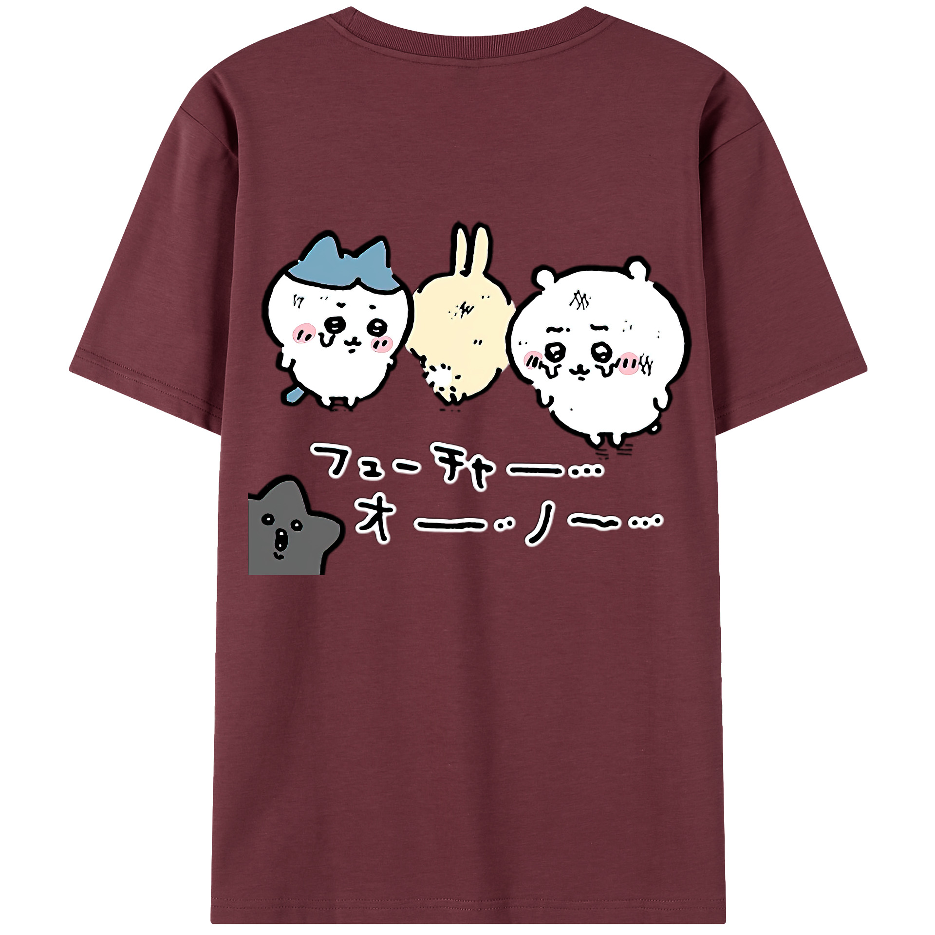 （画像用） ちいかわ ハチワレ Chii-kawa hachiware 綿100％半袖Tシャツ（背面プリント）